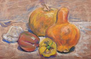 Still Life with Peppers and Pumpkins