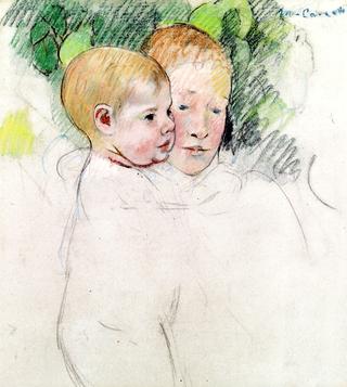 Woman and Child in Front of a Fruit Tree