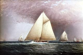 Yachts 'Galatea' vs. 'Mayflower' Racing During 1886 Americas Cup