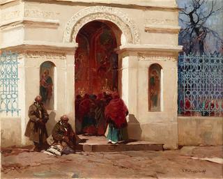 Outside a Church