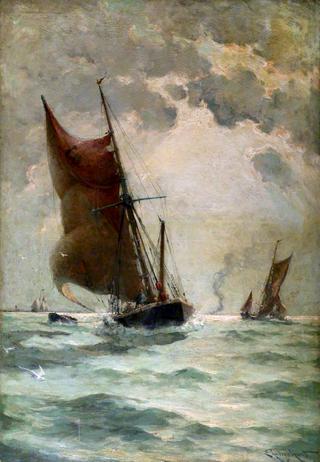A Swim-Headed Barge in a Breeze