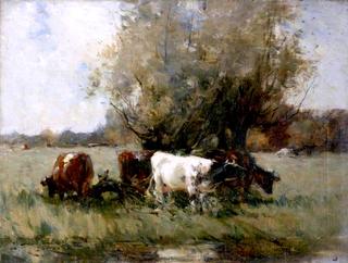 Cattle by a Clump of Willows (study)
