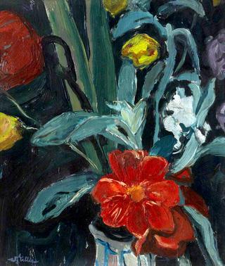 Large Flower in a Truncated Ironstone Pot