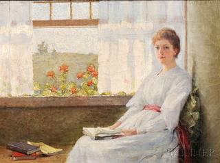 Lady in White by Window