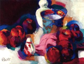 Still Life of Vase and Fruit