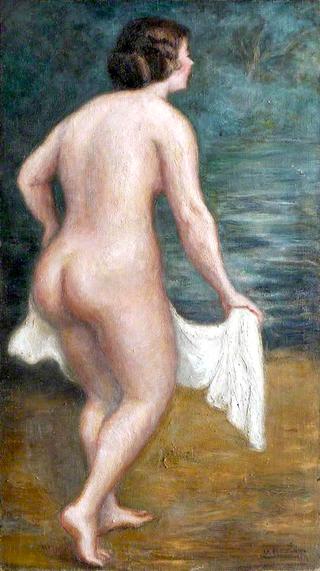 Nude on the Beach with a White Towel