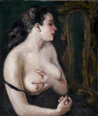 Semi-Nude Looking in Mirror