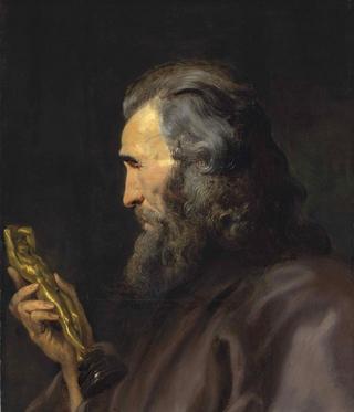 Head of Bearded Man with Bronze Figure