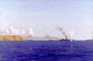 A Monitor with 14-Inch Guns Shelling Yeni Sher Village and the Asiatic Batteries