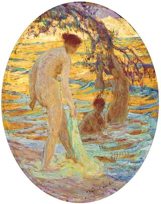 Bathers at sunset