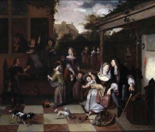 A family on a terrace
