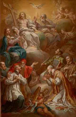 The Virgin Recommending a Group of Saints to the Holy Trinity