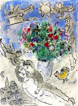 Rest with Bouquet of Flowers