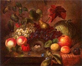Still Life with Fruit, Bird's Nest and Butterflies