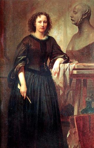 Portrait of German-American sculptor Elisabeth Ney with a bust of King George V of Hanover