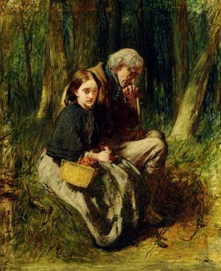 小内尔和她爷爷在树林里