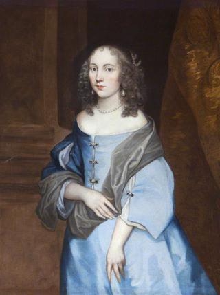 一位身穿蓝色连衣裙的年轻女士的画像