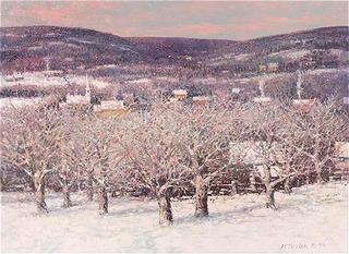 Snow on Apple Orchard Blossoms, Vermont