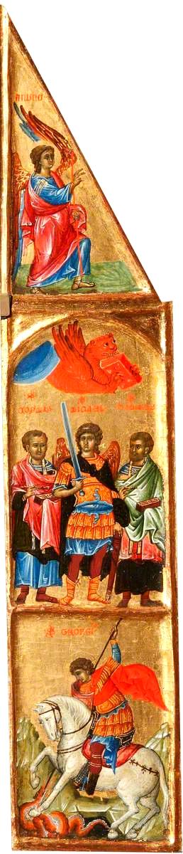 Triptych: Saint Michael between Saint Cosmas and Saint Damian, and the Beast of Saint Mark the Evangelist etc