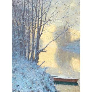 Frosty Riverbend at Dawn