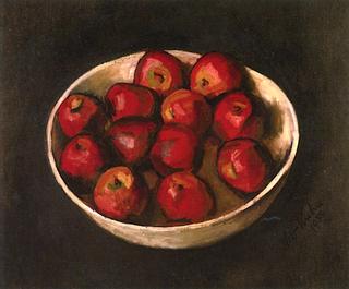 Red Apples in Wood Bowl
