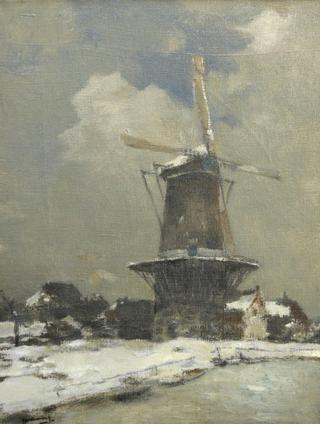Flour mill De Hoop in Oudewater, in wintertime