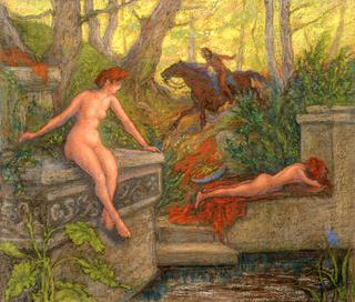Two Nymphs Surprised by a Rider