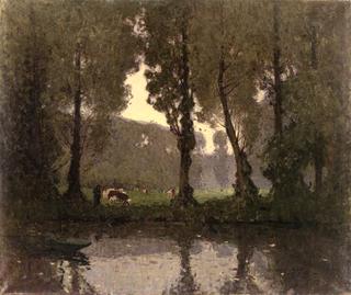 Cows by a Pond
