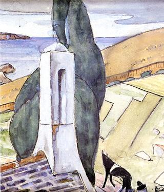 Shepherd Seated on the Rocks, near Pont-Aven