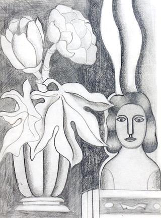 Bust of a Woman and Vase of Flowers