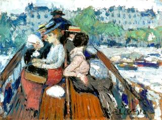 Sur l'impériale traversant la Seine