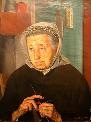 Old Woman Knitting