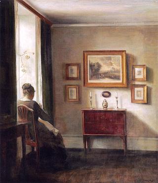 Interior with the Artist's Wife Sewing by a Window