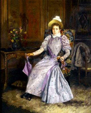 Woman in a mauve dress