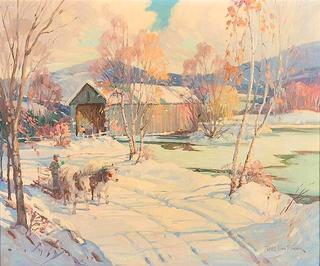 Vermont Covered Bridge with Snow
