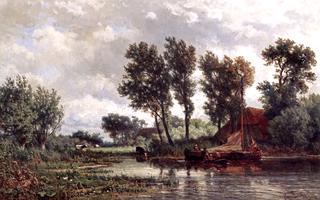 A Polder Landscape with a Vessel near a Farm