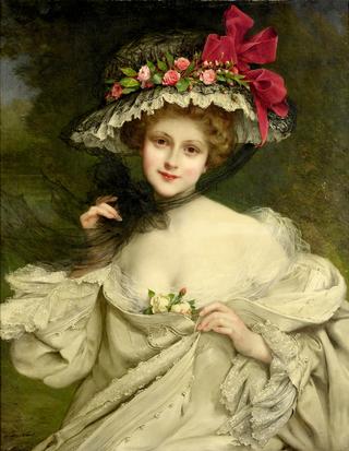 A Beauty with Red-ribboned Hat