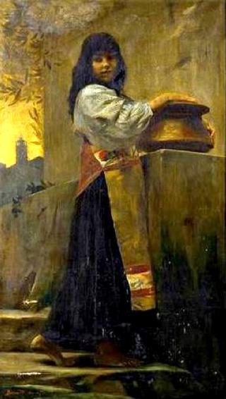 Young Italian Girl at Fountain
