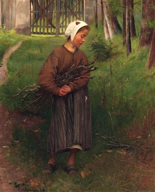 Young Child Gathering Sticks
