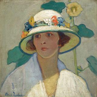 Young Woman Wearting a White Hat