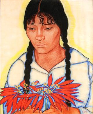 Young Woman with Flowers