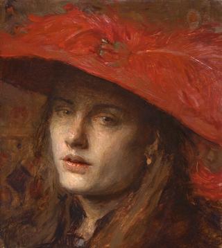 Girl with Red Feathered Hat