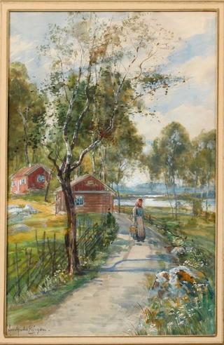 Woman on the road in Baldersnas