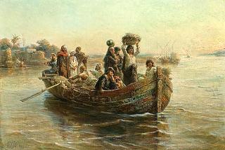 Figures in a boat on the Nile