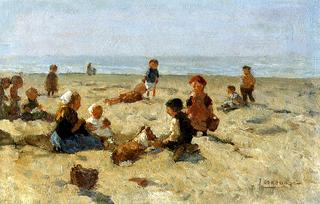 Playing on the beach
