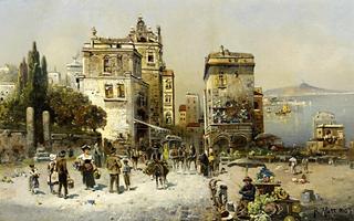 Busy street scene in Naples