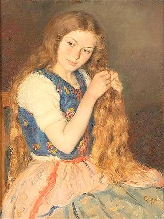 Girl Brushing her Hair