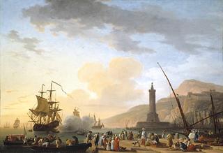 A Seaport at Sunset