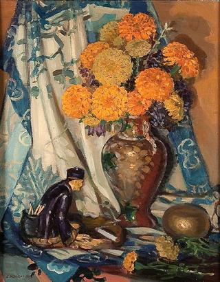 Still Life with Flowers and Figurine