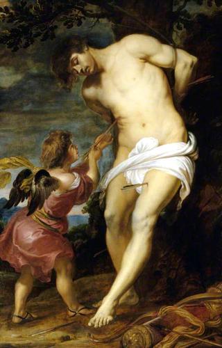 Saint Sebastian Comforted by an Angel